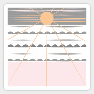 Sunset, sea,.1. sun, sun-art, beach,  spring, ocean, sunart, summer, vector. Sticker